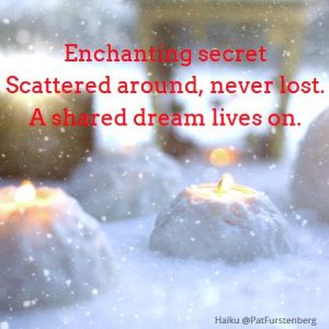 Candlelight, Christmas Haiku. Secrets and dreams scattered through the snow. Peace to all.