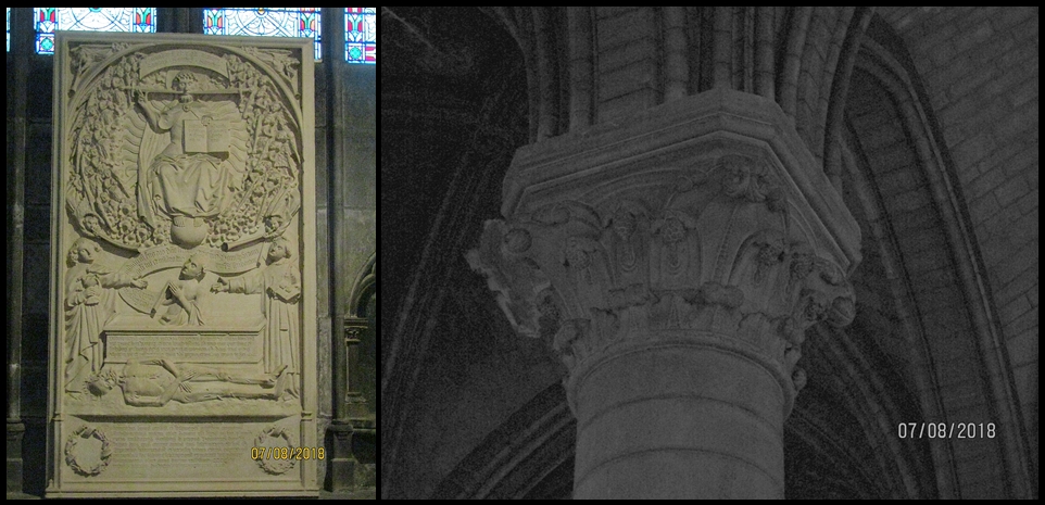 Notre Dame Cathedral - interior: stone carving and column detail - photo by Lysandra Furstenberg