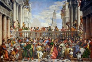 The Wedding Feast at Cana (1563), by the Italian artist Paolo Veronese - and some very happy dogs. Source Wikimedia