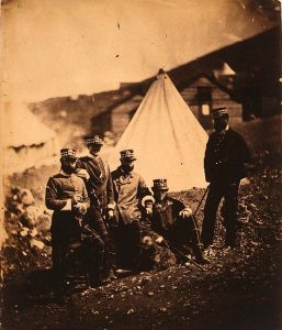 Dogs joined Kings in war. Crimean War - photo by Roger Fenton 1855 -Officers of the 71st Highlanders Regiment with dog. Source allworldwars