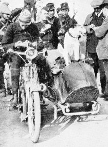 The French war-dog Prusco was employed in carrying messages from a motor-cycle scout to headquarters. This dog and his companions penetrated the enemy lines on many occasions.