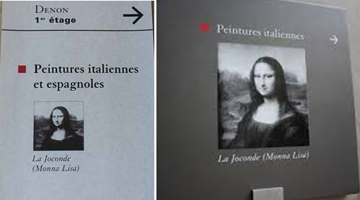 signs leading to La Joconde Mona Lisa - fastest route