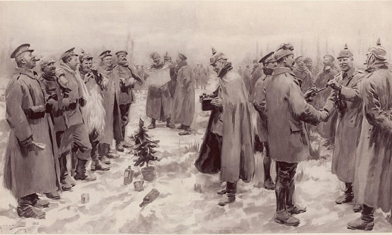 WW1 Christmas Truce Song "We were enemies one day and brothers the next. 
We shared photographs and beer and schnapps, jokes and cigarettes."
