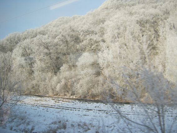 train journey snow Romania