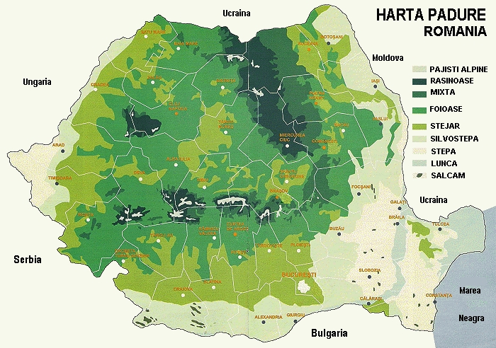 Transylvania Romania Origin Etymology - map Romanian forests