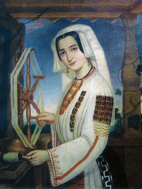 ia blouse Constantin Lecca pinting Romnanian princess Maria Bibescu, mid 19 cent.