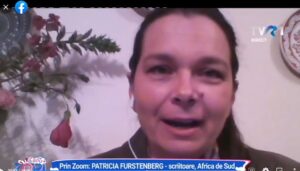 Patricia Furstenberg, writer, chatting #CuCapuNZori LIVE on TVR 1 with Anca and Bogdan