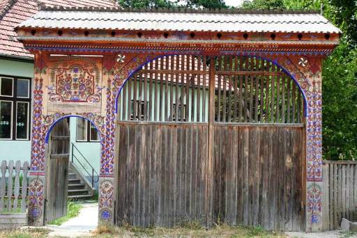 a painted Szekler Gate