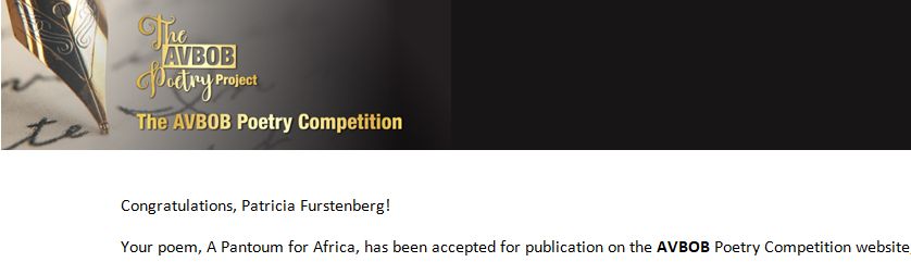 Patricia Furstenberg A Pantoum for Africa AVBOB Poetry Competition