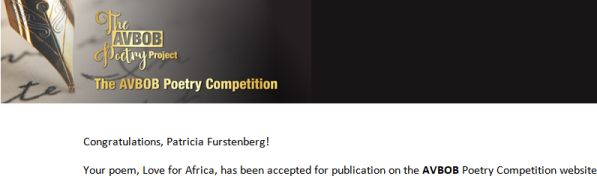 Patricia Furstenberg Love for Africa AVBOB Poetry Competition