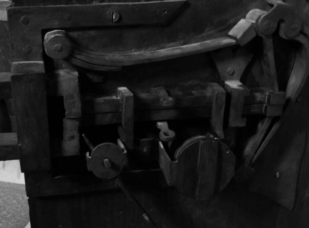 close up lock mechanism medieval door church sibiu