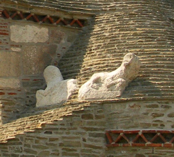 Densus Church lions guarding altar roof