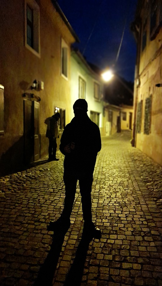 Sibiu night street shadow