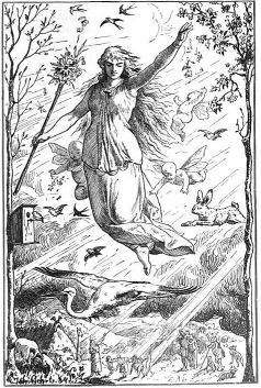 Ostara by Johannes Gehrts goddess of fertility whose animal symbol was a bunny. Public domain
