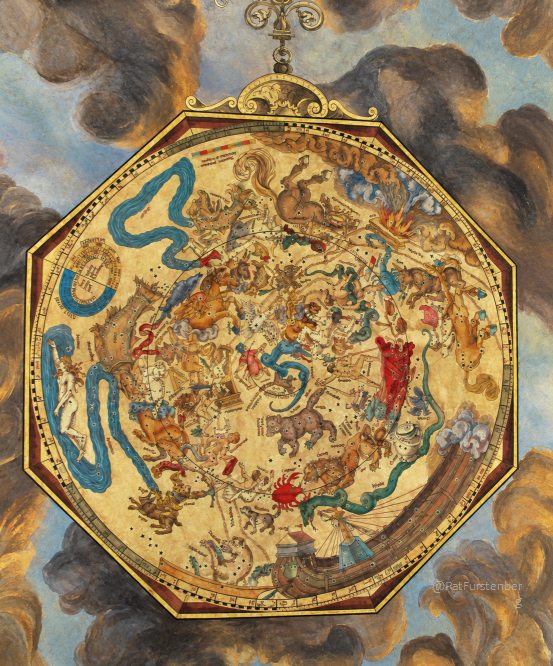 National museum of maps and ancient books painte ceiling of the astronomical map originally created by the German astronomer Petrus Apianus